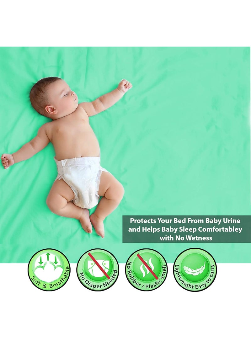 POLKA TOTS Waterproof & Reusable Baby Bed Protector Absorbent Mat Dry Sheet for New Born Infants (Mint, 100 X 140 CM, Large)