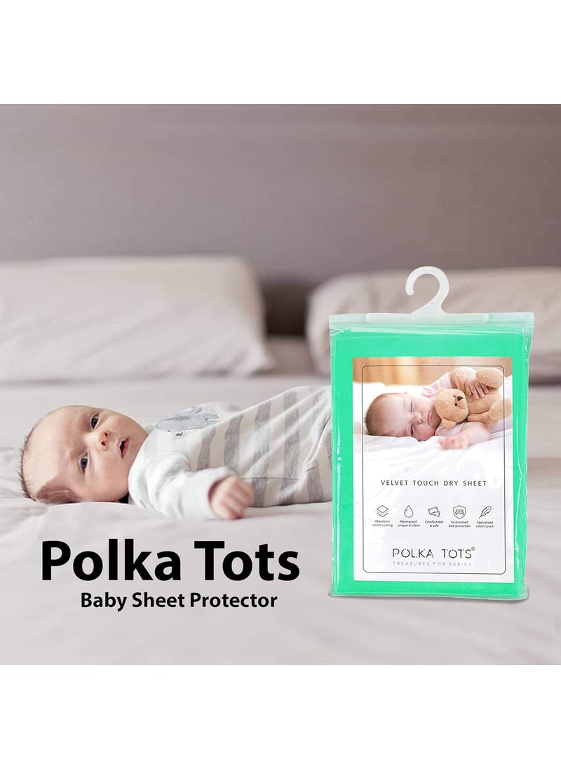 POLKA TOTS Waterproof & Reusable Baby Bed Protector Absorbent Mat Dry Sheet for New Born Infants (Mint, 100 X 140 CM, Large)