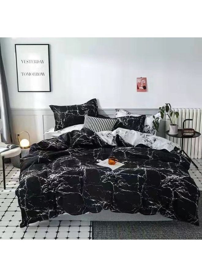 Microfibre King Size Duvet Cover Set Includes 1xDuvet Cover 220x240cm, 1xFitted Sheet 200x200+30cm, 4xPillow Case Microfiber Multicolour 50x75cm