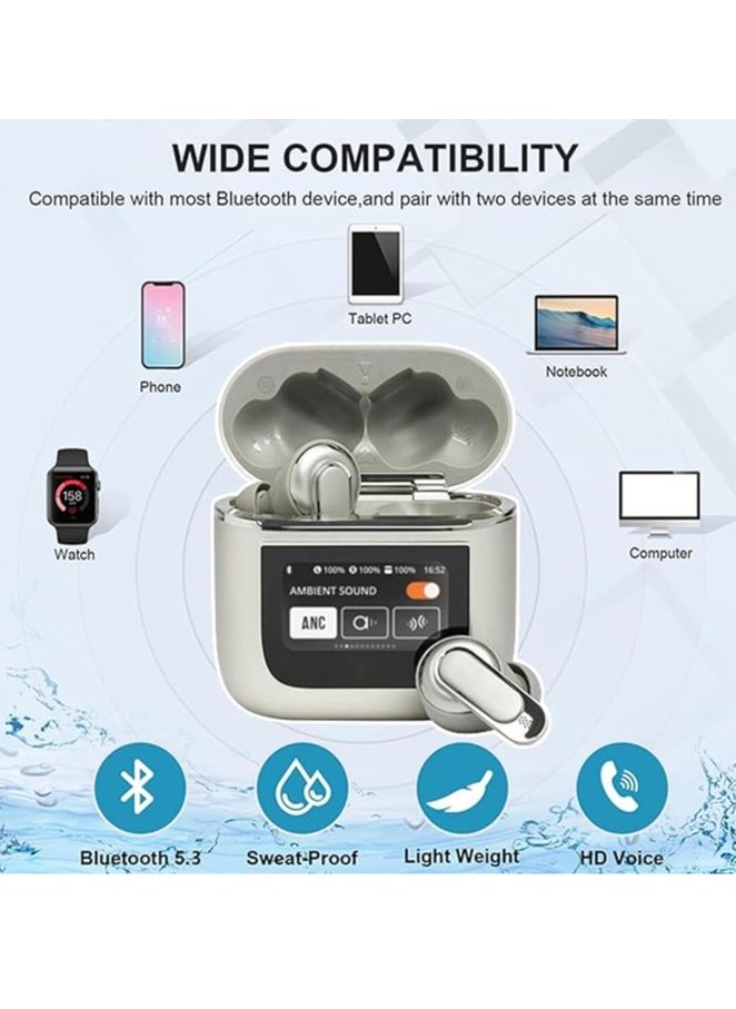 سماعات بلوتوث ذكية بشاشة لمس، تحكم لمسي لاسلكي بلوتوث 5.3، شاشة لمس ذكية بلوتوث، سماعات لاسلكية بلوتوث مقاومة للماء للرياضة