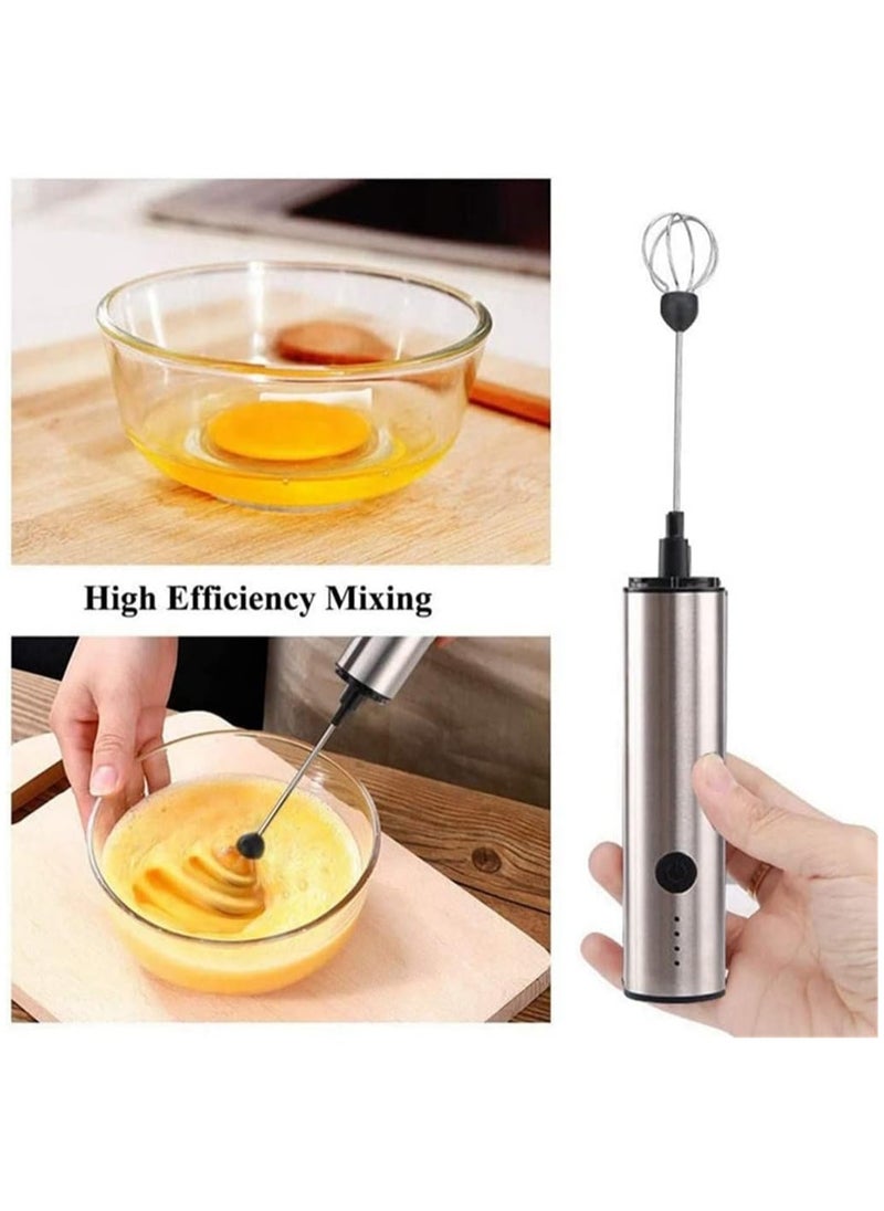Milk Frother Handheld Electric Whisk,Coffee Frother USB Rechargeable 3 Speed Milk Foam Maker Drink Mixer for Matcha