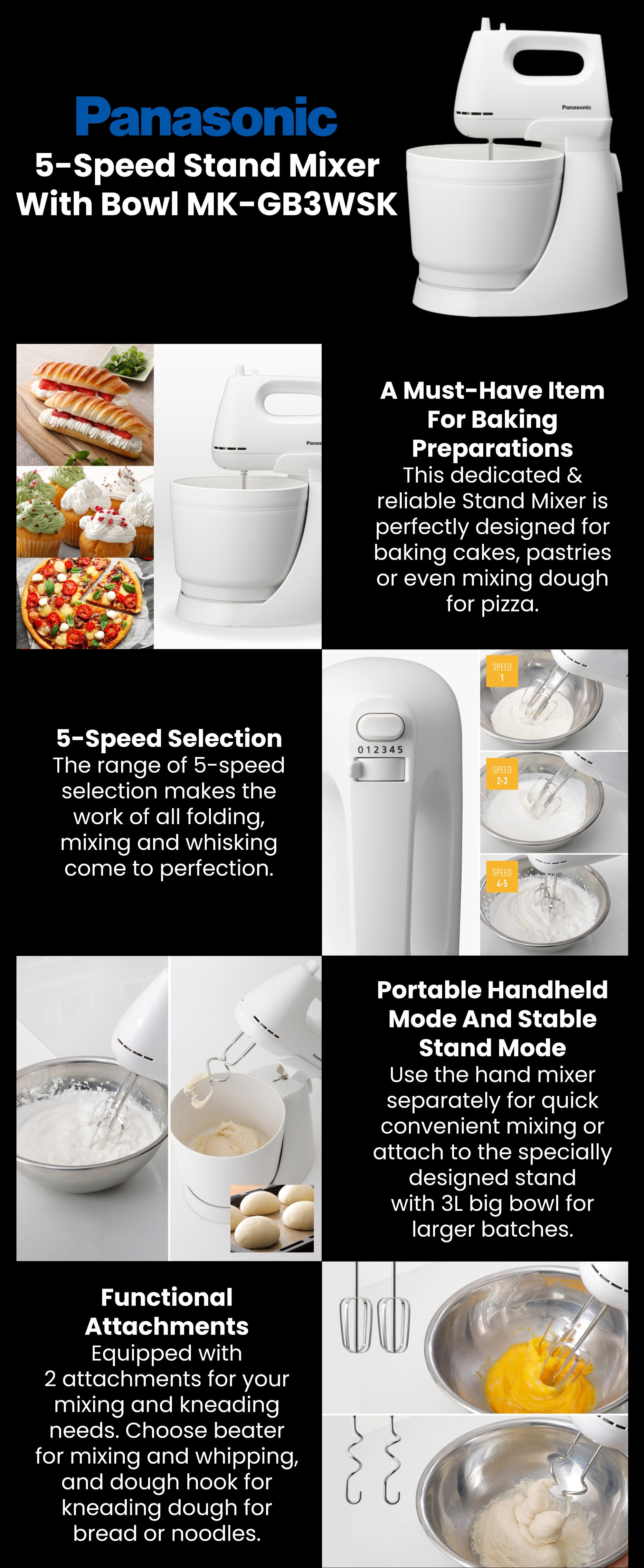 Stand Mixer With Bowl 3.0 L 175.0 W MK-GB3WSK White