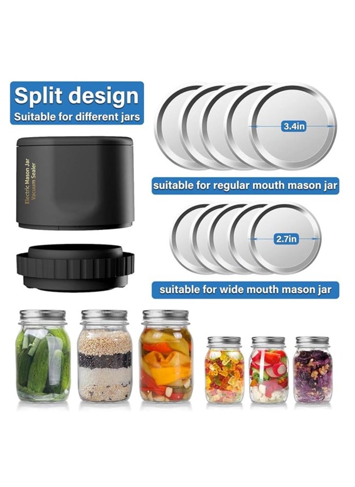 Electric  Jar Vacuum Sealing Kit,  Jar Vacuum Sealer for Wide and Regular Mouths, Vacuum Sealer for Food Storage with 10 Caps, Bottle Opener