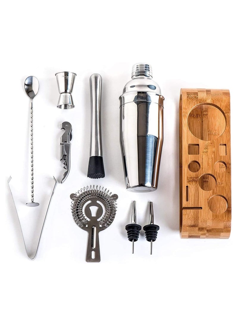 Cocktail Shaker Set 750ml Stainless Steel Bar Tool Set Bartender Kit with Display Stand