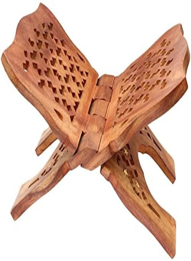 Wooden Foldable Book Holder With Islamic Design, Quran Reading Solid Wood Stand Holder, Book Stand For Desk, Book Stand For Reading, Quran Stand, Quran Holder, 45Cm