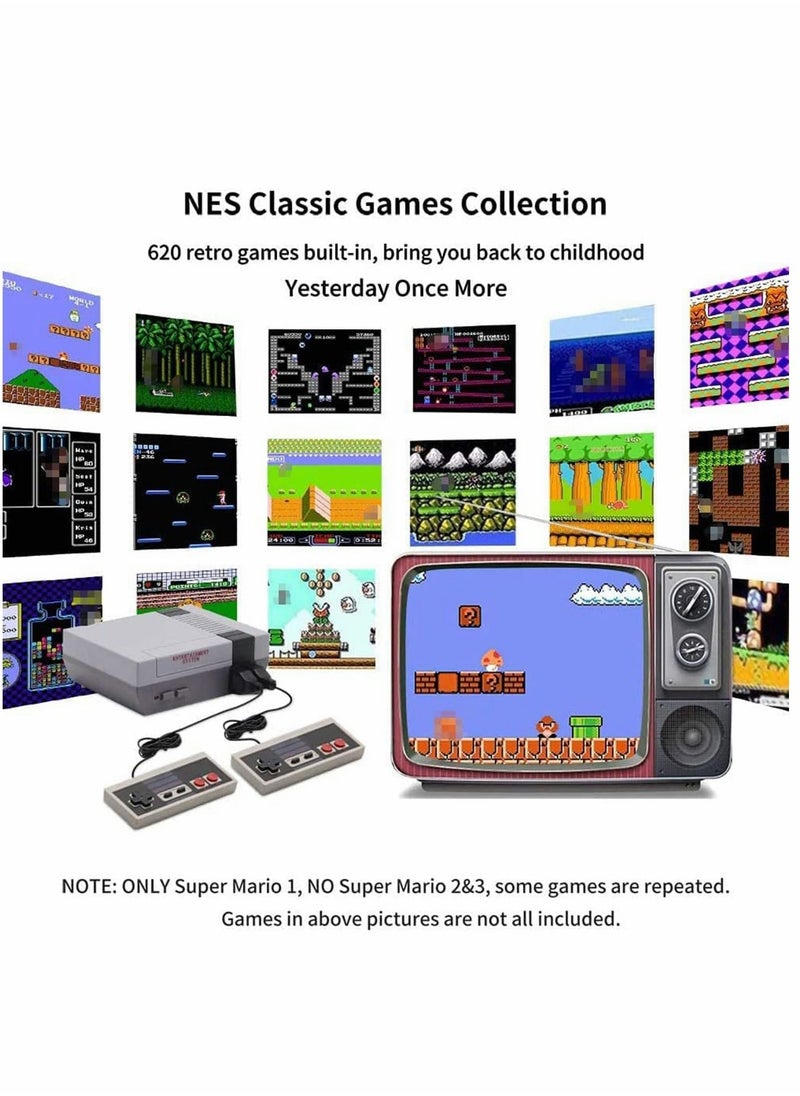 Classic Mini Retro Game Console, Built-in 620 Classic Games and 2 Classic Controller, Bring You Back to Childhood Memories
