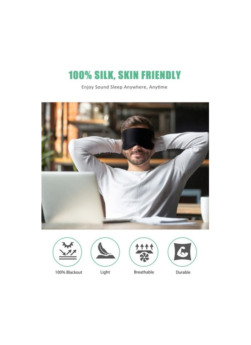 BeeVines Sleep Mask, 2 Pack 100% Real Natural Pure Silk Eye Mask with Adjustable Strap for Sleeping, Eye Sleep Shade Cover, Blocks Light Reduces Puffy Eyes Gifts