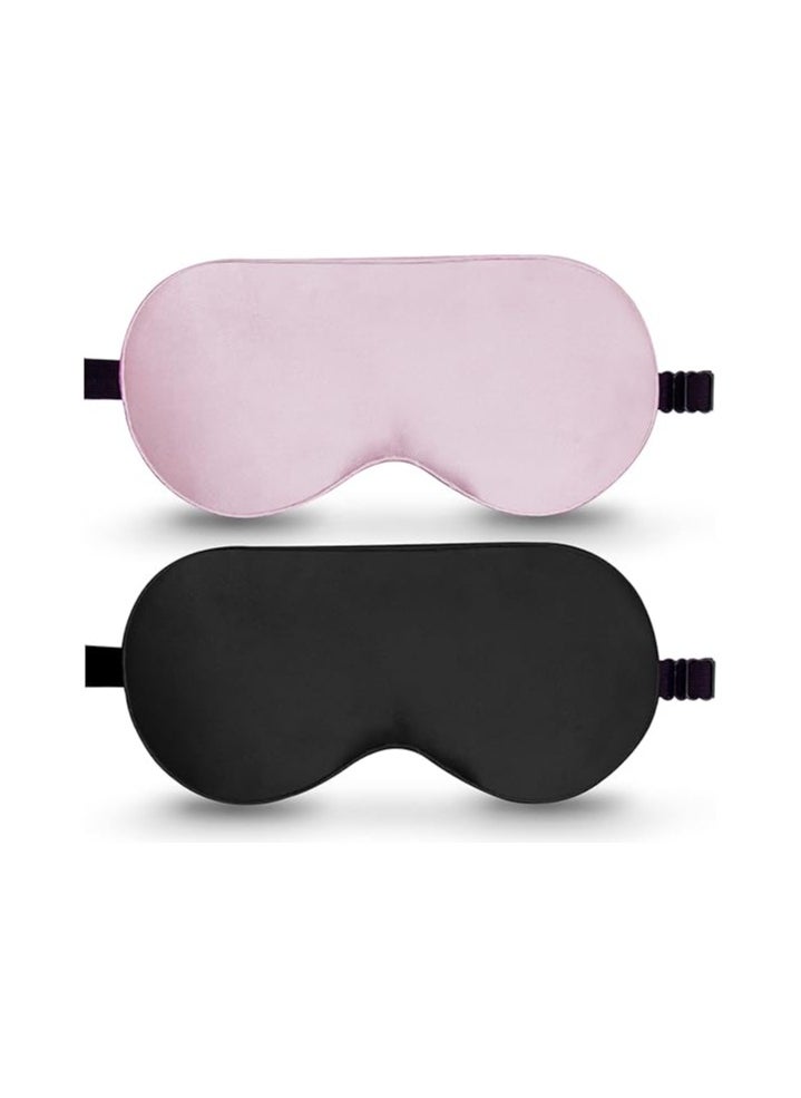 BeeVines Sleep Mask, 2 Pack 100% Real Natural Pure Silk Eye Mask with Adjustable Strap for Sleeping, Eye Sleep Shade Cover, Blocks Light Reduces Puffy Eyes Gifts