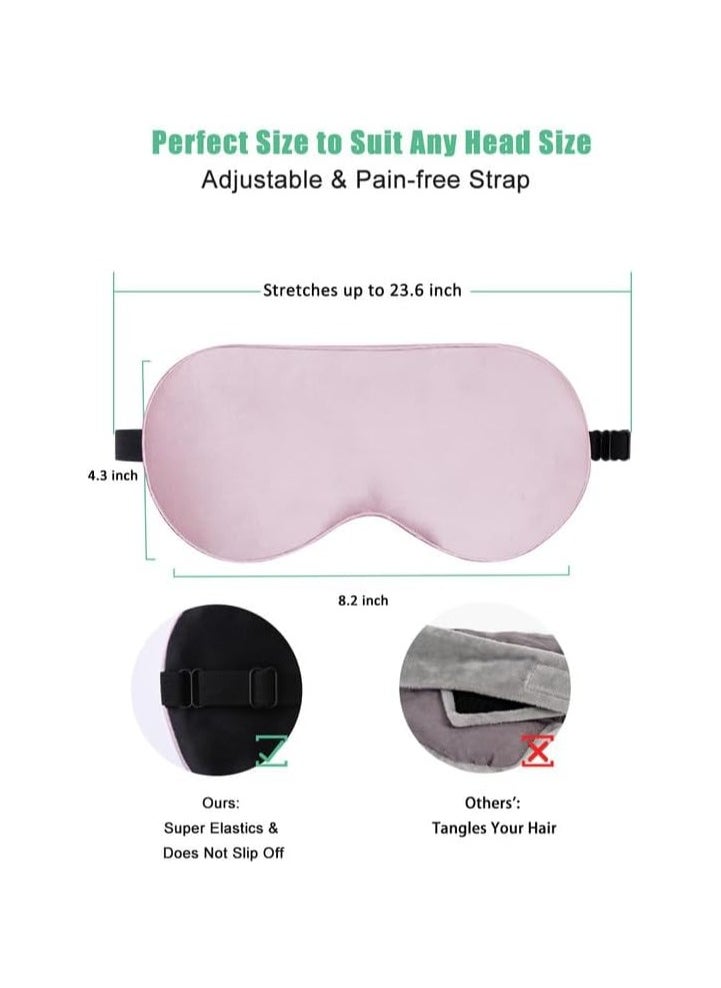 BeeVines Sleep Mask, 2 Pack 100% Real Natural Pure Silk Eye Mask with Adjustable Strap for Sleeping, Eye Sleep Shade Cover, Blocks Light Reduces Puffy Eyes Gifts