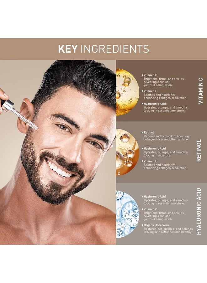 Aiwei Face Serum Set - Includes Vitamin C Serum, Retinol Serum & Hyaluronic Acid Serum - Improve Skin Texture, Glow & Hydration - Day and Night Serums for All Skin Types