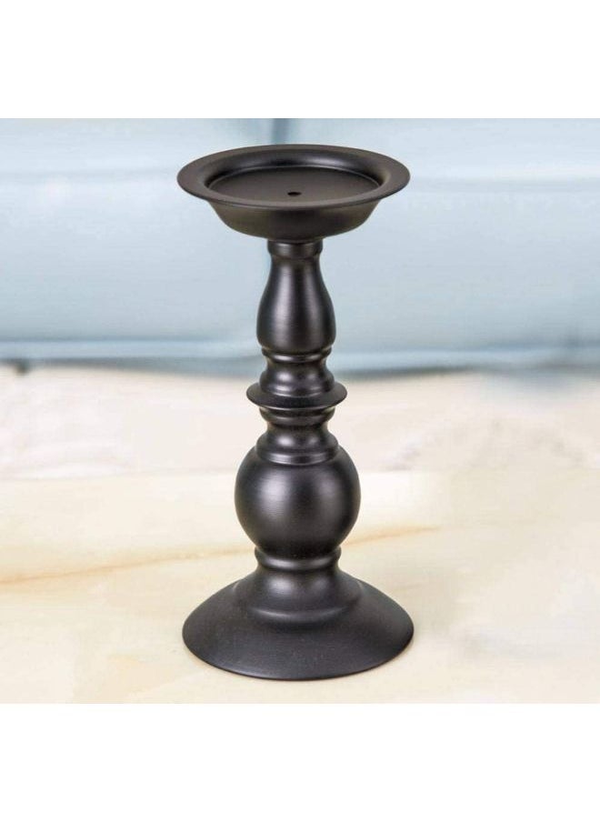 2-Piece Iron Pillar Candle Holders Black
