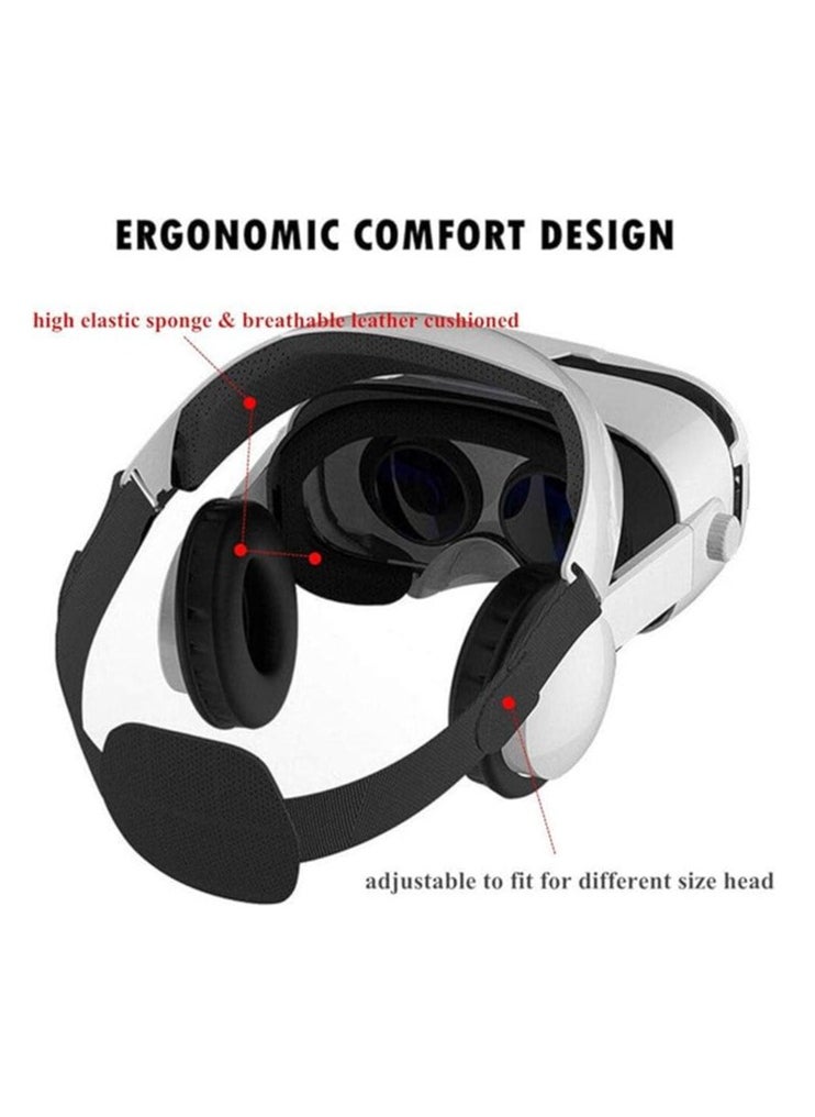 Portable VR Headsets, Eye Care HD Virtual Reality Headset with Controller Fan, Touch ons, 3D Movie Video Games, Mobile Phone with 4.5-6.0 Inch Screen