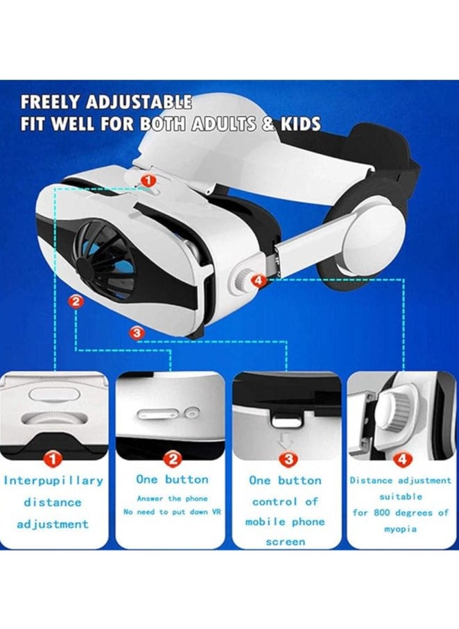 Portable VR Headsets, Eye Care HD Virtual Reality Headset with Controller Fan, Touch ons, 3D Movie Video Games, Mobile Phone with 4.5-6.0 Inch Screen