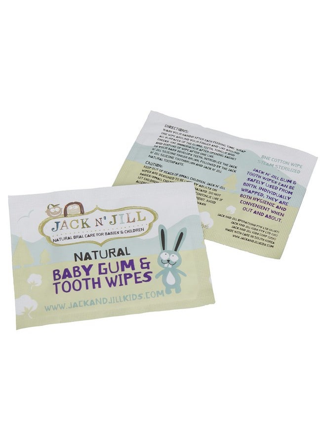 Jack N' Jill Baby Gum & Tooth Wipes - Natural & Safe, Contains only Water & Xylitol, Soft Cotton, Free from Fluoride & Sugar, Baby Mouth Wipes - 25 Individually Wrapped Wipes