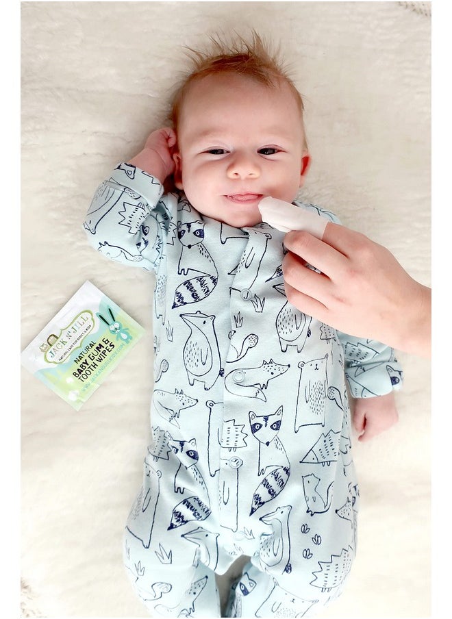 Jack N' Jill Baby Gum & Tooth Wipes - Natural & Safe, Contains only Water & Xylitol, Soft Cotton, Free from Fluoride & Sugar, Baby Mouth Wipes - 25 Individually Wrapped Wipes