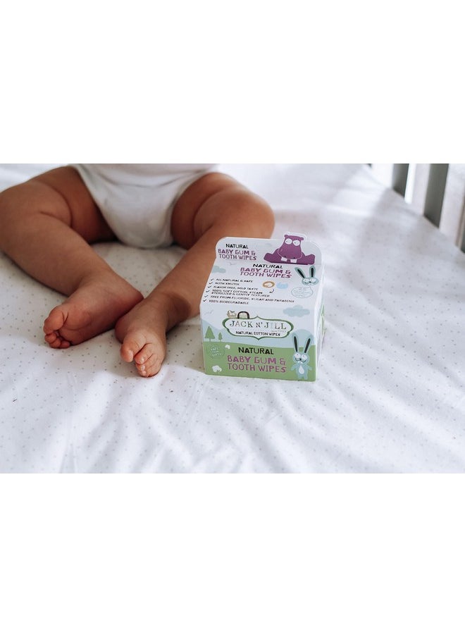 Jack N' Jill Baby Gum & Tooth Wipes - Natural & Safe, Contains only Water & Xylitol, Soft Cotton, Free from Fluoride & Sugar, Baby Mouth Wipes - 25 Individually Wrapped Wipes