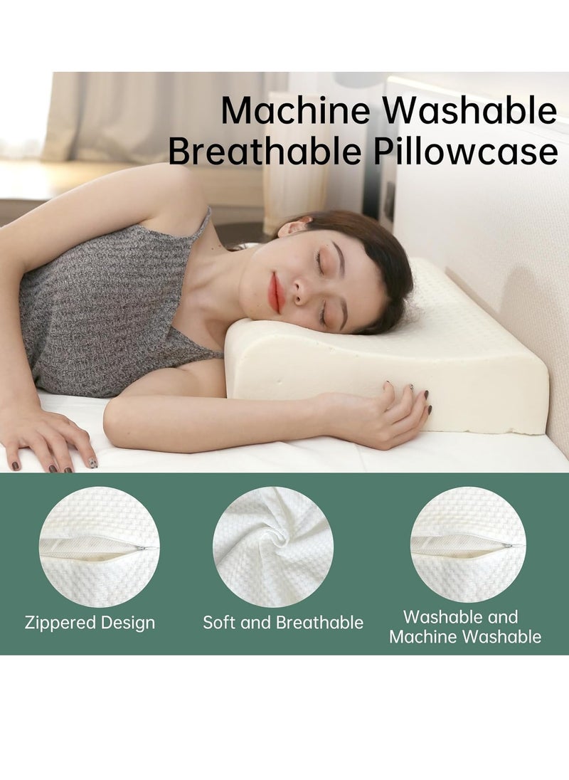 Kids Natural Latex Pillow,Soft Latex Pillow with Comfort Pillowcase,Ergonomic Odorless Latex Cervical Pillow for Side, Back, and Stomach Sleeper