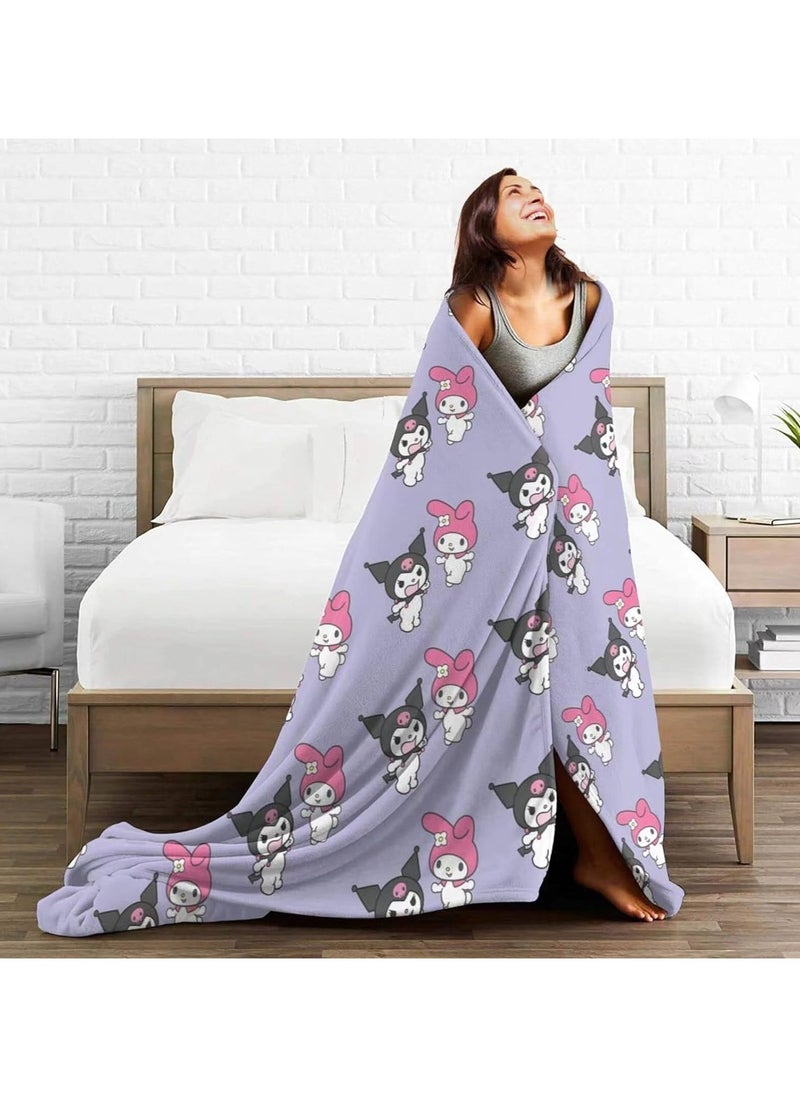 Kuromi Kids and Adults Blankets Warm Soft Sofa Couch All Seasons Super Comfy Plush Blanket Bed Sofa Travel Bedroom Living Room 60''x50''