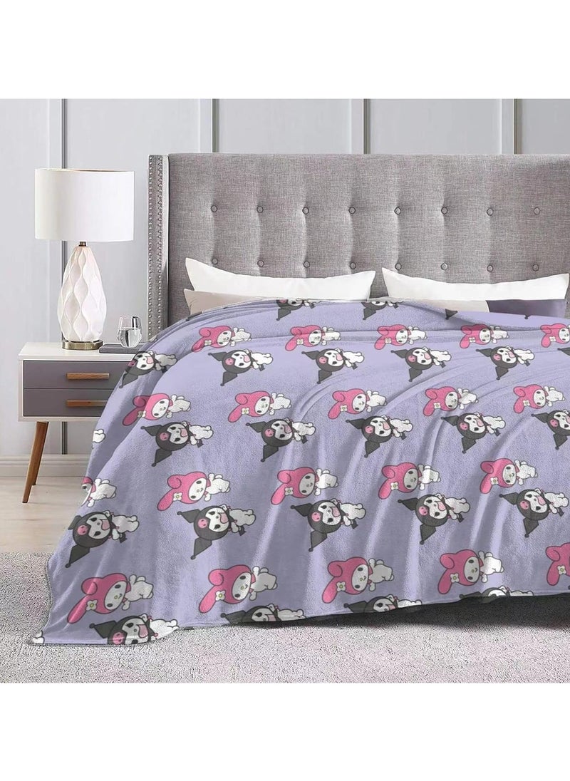 Kuromi Kids and Adults Blankets Warm Soft Sofa Couch All Seasons Super Comfy Plush Blanket Bed Sofa Travel Bedroom Living Room 60''x50''