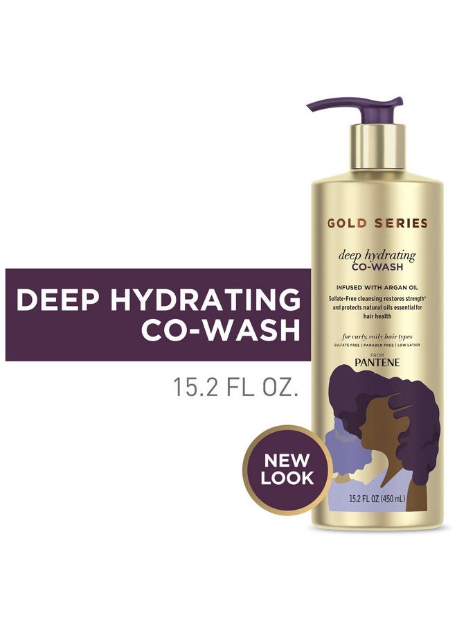 Pantene Gold Series from Sulfate Free Deep Hydrating with Argan Oil for Curly Coily Hair, Co-Wash, 15.2 Fl Oz (Packaging May Vary)