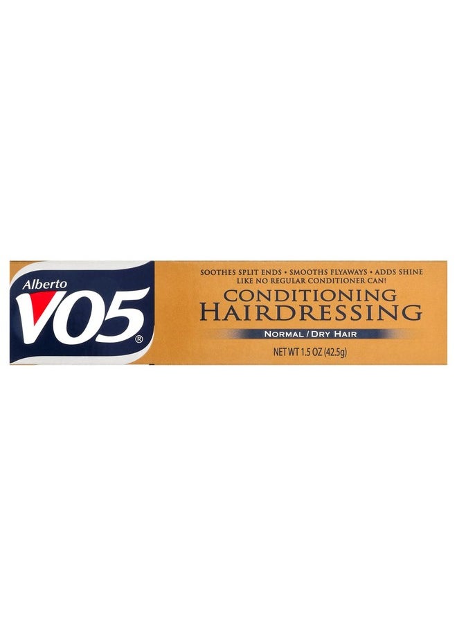 Alberto VO5 Conditioning Hairdressing for Normal to Dry Hair - Hair Conditioner Styling Product - Smooths Frizz - Brightens Color - 1.5 oz