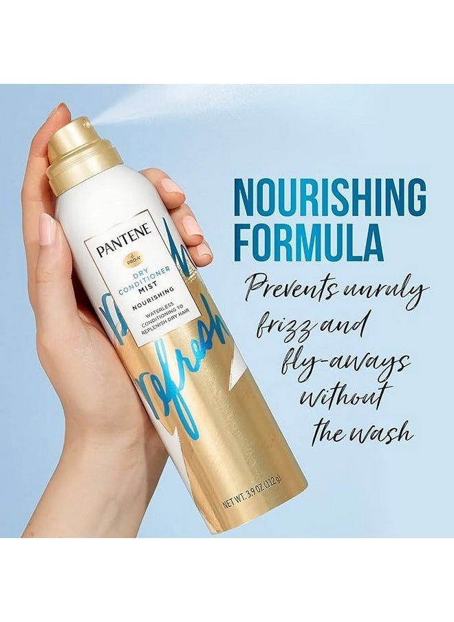 Pantene Dry Conditioner Mist Spray for Hair, 3.9oz, Blue - Instant Hydration and Frizz Control with Vitamin B5, Safe for Color Treated Hair, Pro-V Refresh
