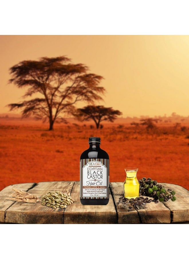 100 Percent Pure Egyptian Black Castor Extra Virgin Oil - Ethiopian Coffee Ginseng | All-Natural Strengthening And Conditioning Hair Oil For Healthy Hair Growth And Scalp- 8 Oz