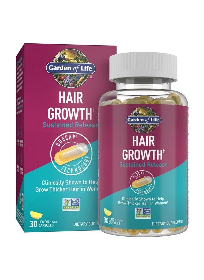 Garden of Life Women Hair Growth Supplement for Thicker Hair with Hyaluronic Acid, Silica, Biotin, Zinc, Selenium, Probiotics + Clinically Studied Keranat - 30 Lemon Capsules, Multivitamin for Men