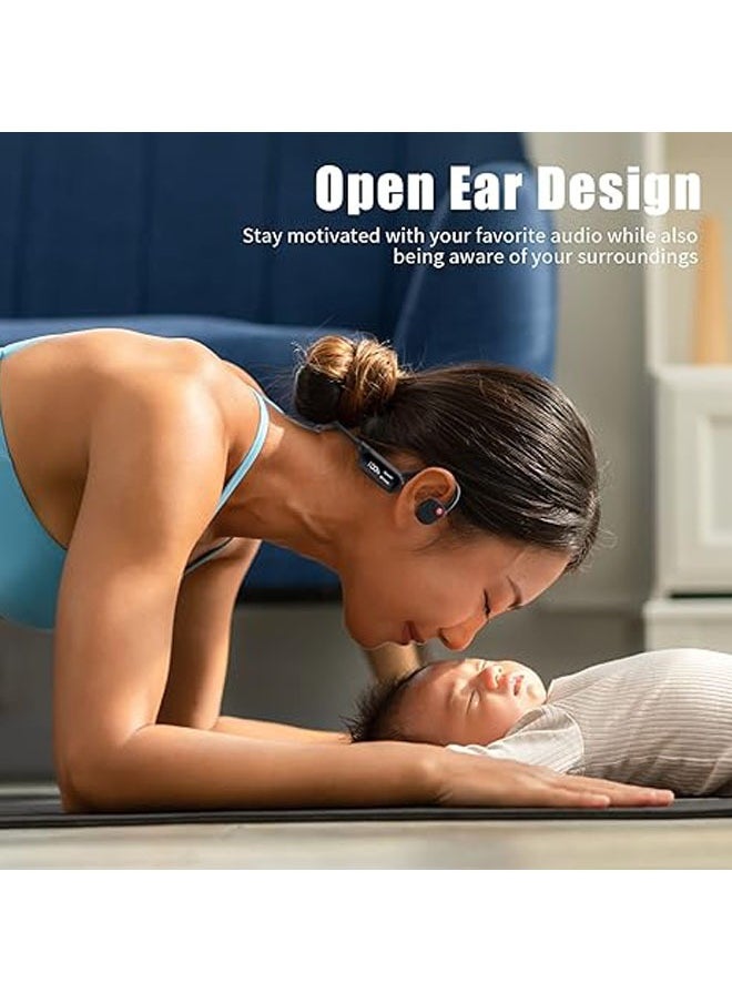 LED Display Bone Conduction Headphones Bluetooth 5.3 Open Earphones Wireless Sport with Built-in Microphone IPX8 Waterproof Swimming Running