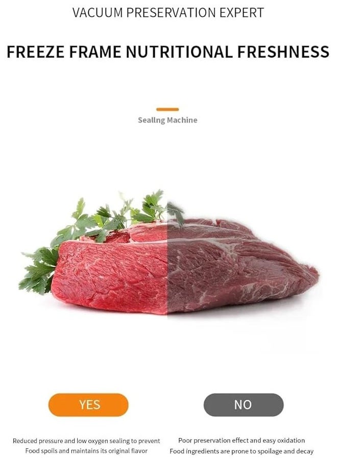 Vacuum sealing machine food vacuum saving, suction power is 80KPa, with 100pcs 20*30 grain bags, for food storage wet and dry automatic vacuum sealing machine