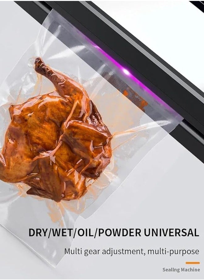 Vacuum sealing machine food vacuum saving, suction power is 80KPa, with 100pcs 20*30 grain bags, for food storage wet and dry automatic vacuum sealing machine
