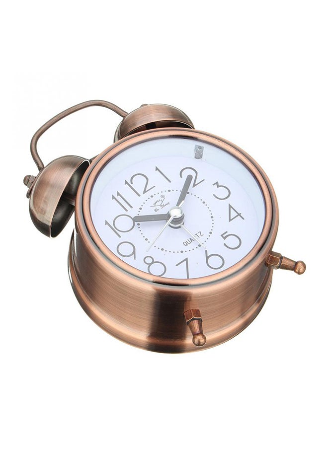 Vintage Retro Silent Alarm Clock Bronze 8 x 12cm