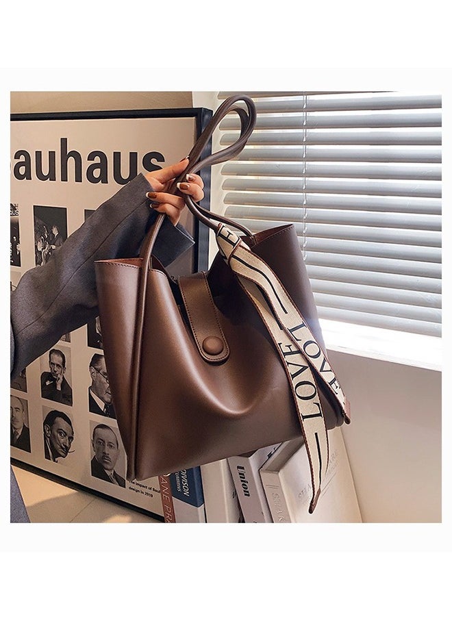 Large Capacity Fashion Handbag - Faux Leather Crossbody Bag - Fashion Travel Shoulder Bag For Women - Durable PU Material, Suitable For Many Occasions Brown
