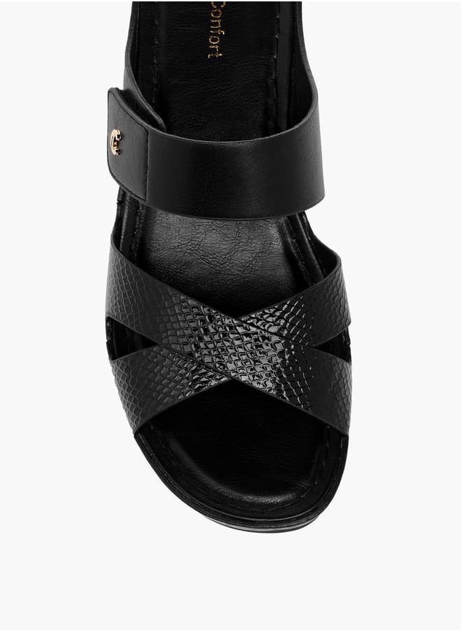 Women Cross Strap Slip-On Sandals with Wedge Heels