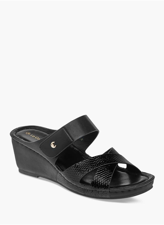 Women Cross Strap Slip-On Sandals with Wedge Heels