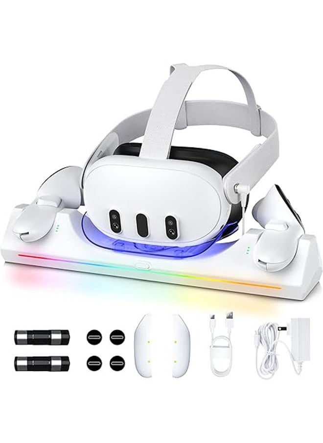 Meta Quest 3 RGB Light Charging Dock, 30W Fast Charging VR Headset Charging Dock for Quest 3 Headset and Controller Charging Station
