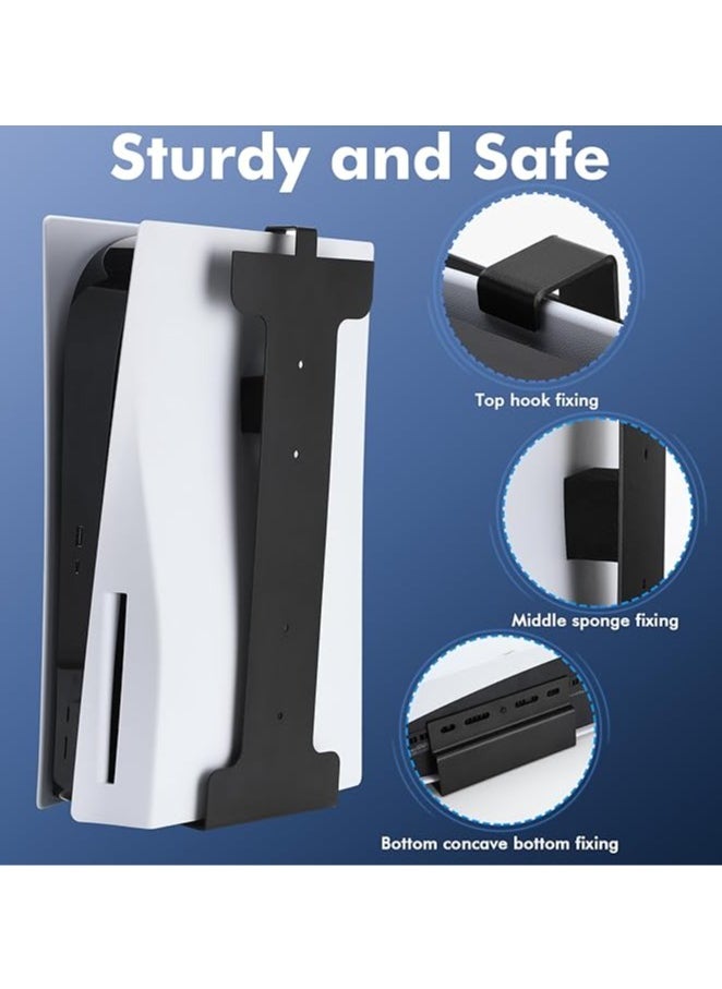 PS5 Wall Mount Playstation 5 Wall Mount Rugged Steel Wall Mount for Playstation 5 Disc and Digital Edition 5-in-1 PS5 Wall Mount Controller Stand Headset Hanger PS5 Accessories