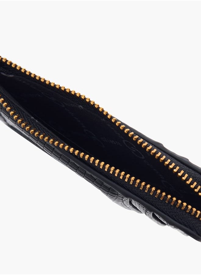 Women Textured Wallet with Zip Closure