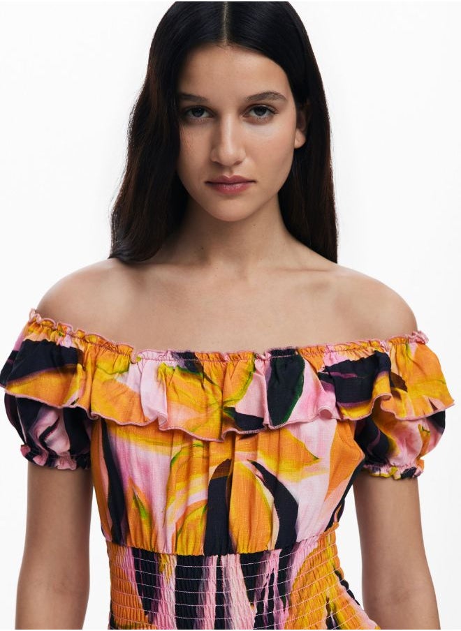Bardot Dress With Ruffles