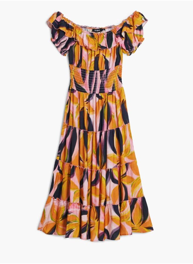 Bardot Dress With Ruffles