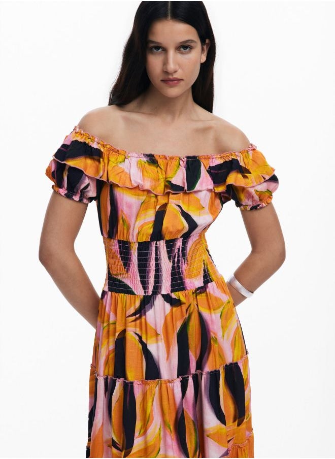 Bardot Dress With Ruffles