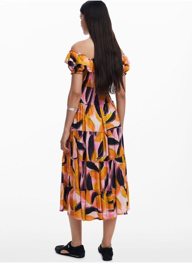 Bardot Dress With Ruffles