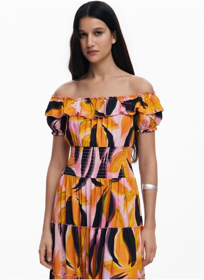 Bardot Dress With Ruffles