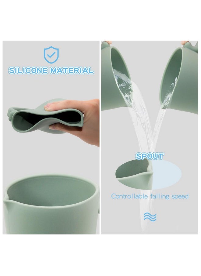 Baby Bath Rinse Cup - Food Grade Silicone - Shampoo & Body Washing Rinser Cup For Kids With Easy Grip Handle To Rinse Baby Shampoo And Soap - Baby Essentials (Light Green)