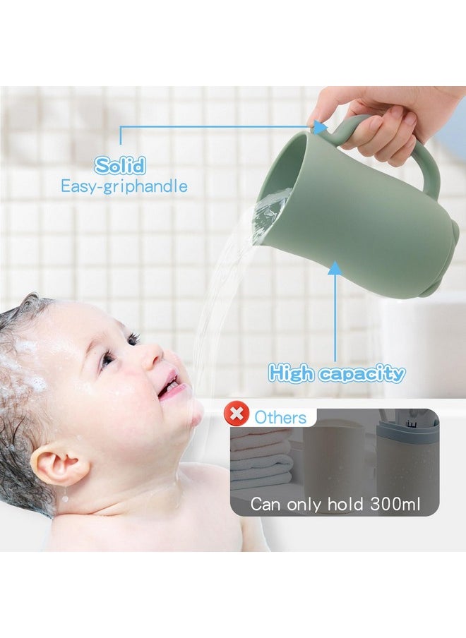 Baby Bath Rinse Cup - Food Grade Silicone - Shampoo & Body Washing Rinser Cup For Kids With Easy Grip Handle To Rinse Baby Shampoo And Soap - Baby Essentials (Light Green)