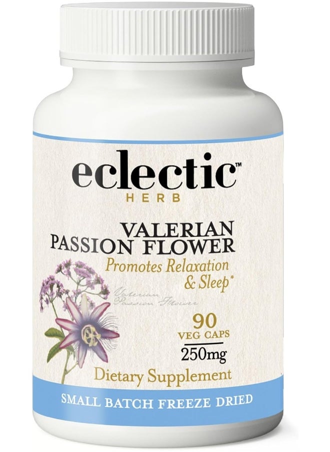Eclectic Institute Valerian Passion Flower, 250 Mg, 90 Non-Gmo Veggie Caps