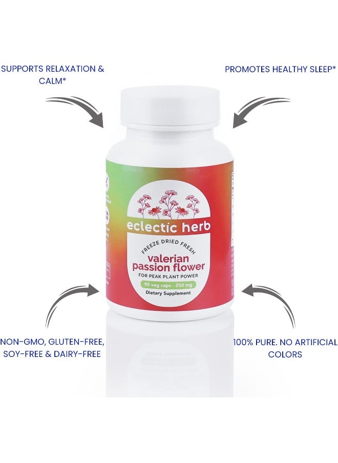 Eclectic Institute Valerian Passion Flower, 250 Mg, 90 Non-Gmo Veggie Caps