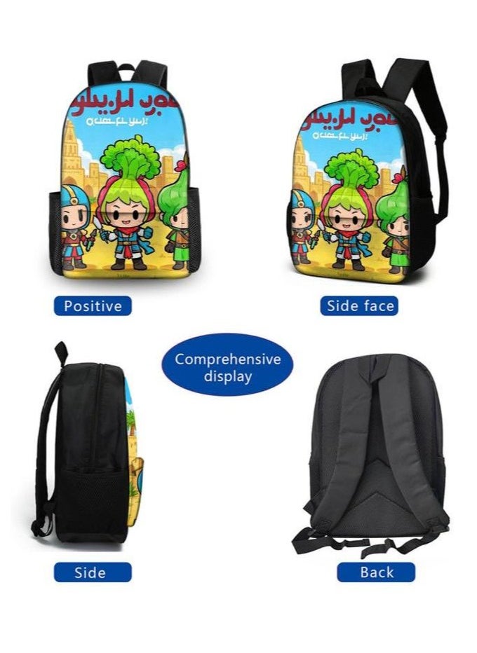 Cartoon three-piece schoolbag with front pocket - 455