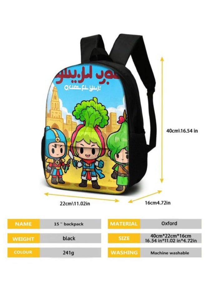 Cartoon three-piece schoolbag with front pocket - 455