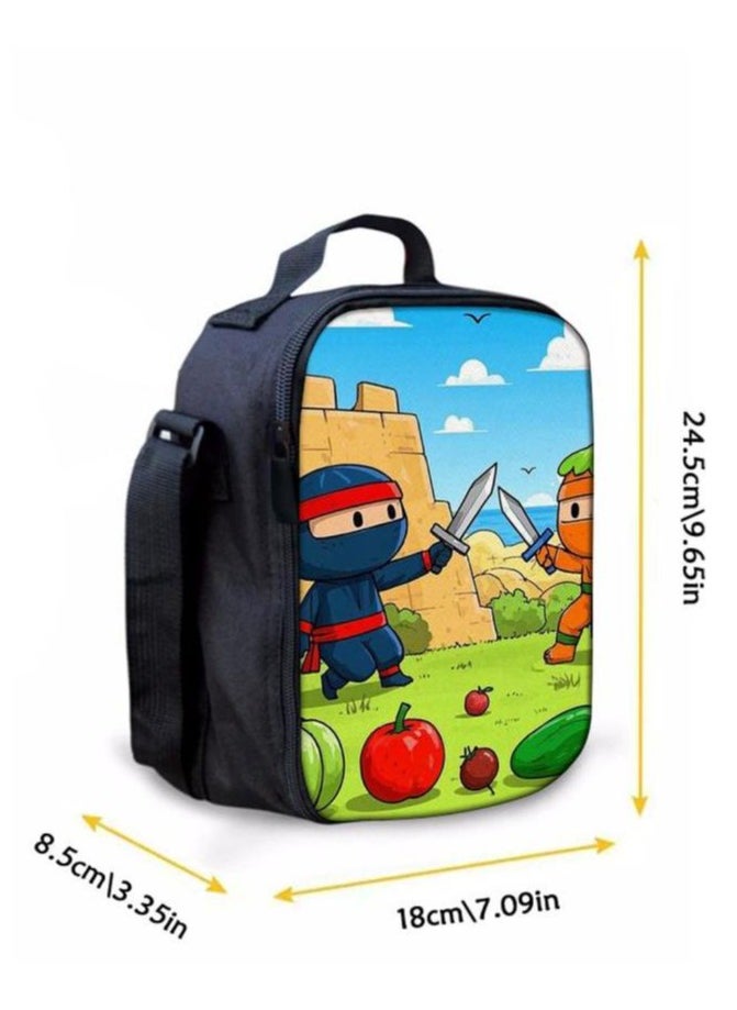 Cartoon three-piece schoolbag with front pocket - 142